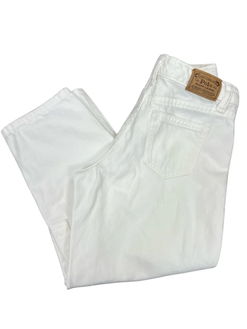 Polo Ralph Lauren Girls Curved Tapered Denim Jeans White 6X Adjustable Waist
